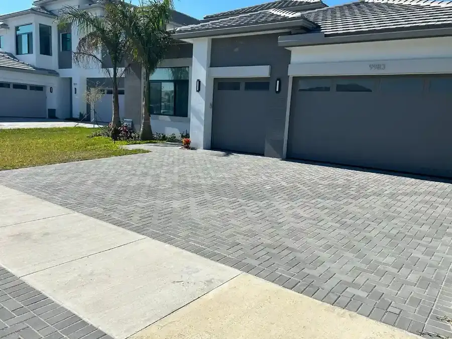 Gray 4x8 paver driveway