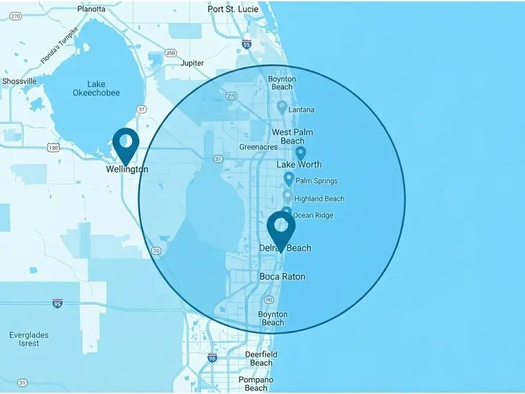 Map of the Palm Beach County area served by Pavers by Silva