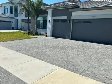 Gray paver driveway